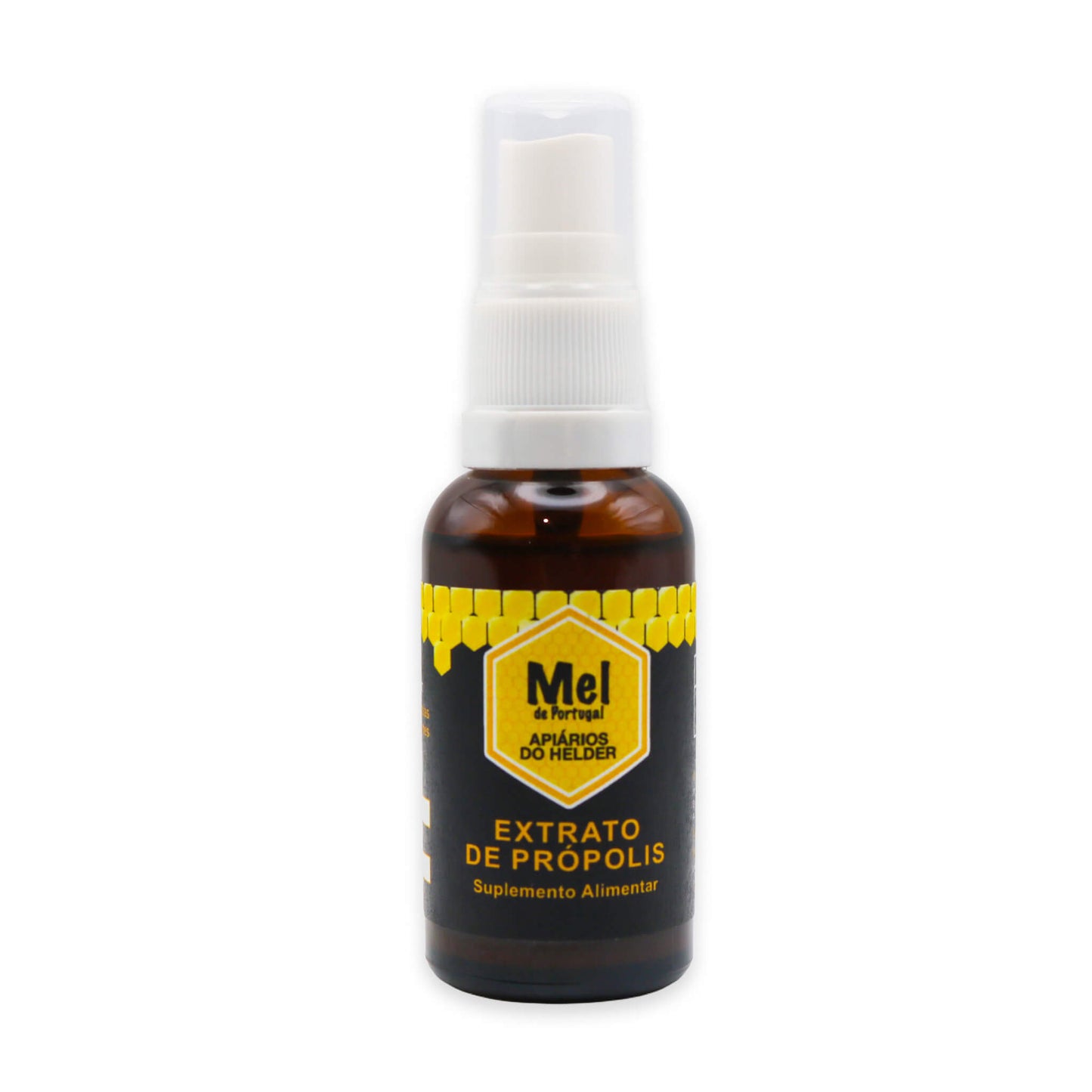 Bee propolis spray on white background