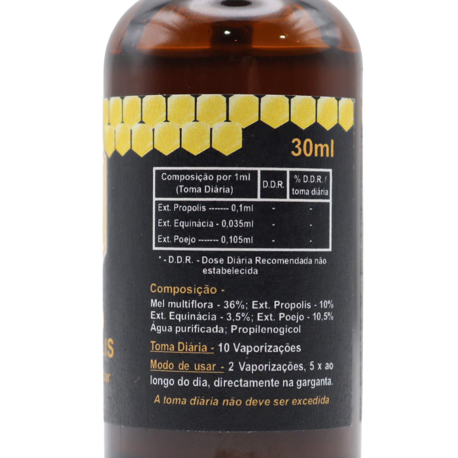 back of bee propolis spray with details