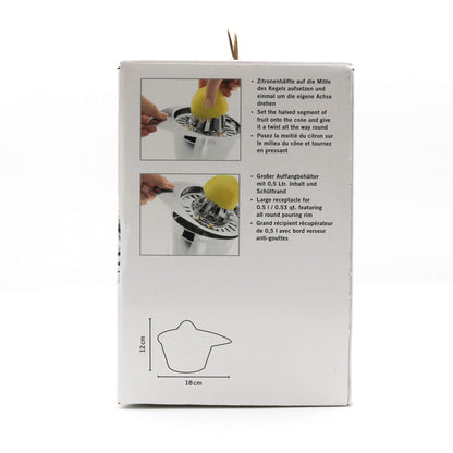 side of box citrus press stainless steel