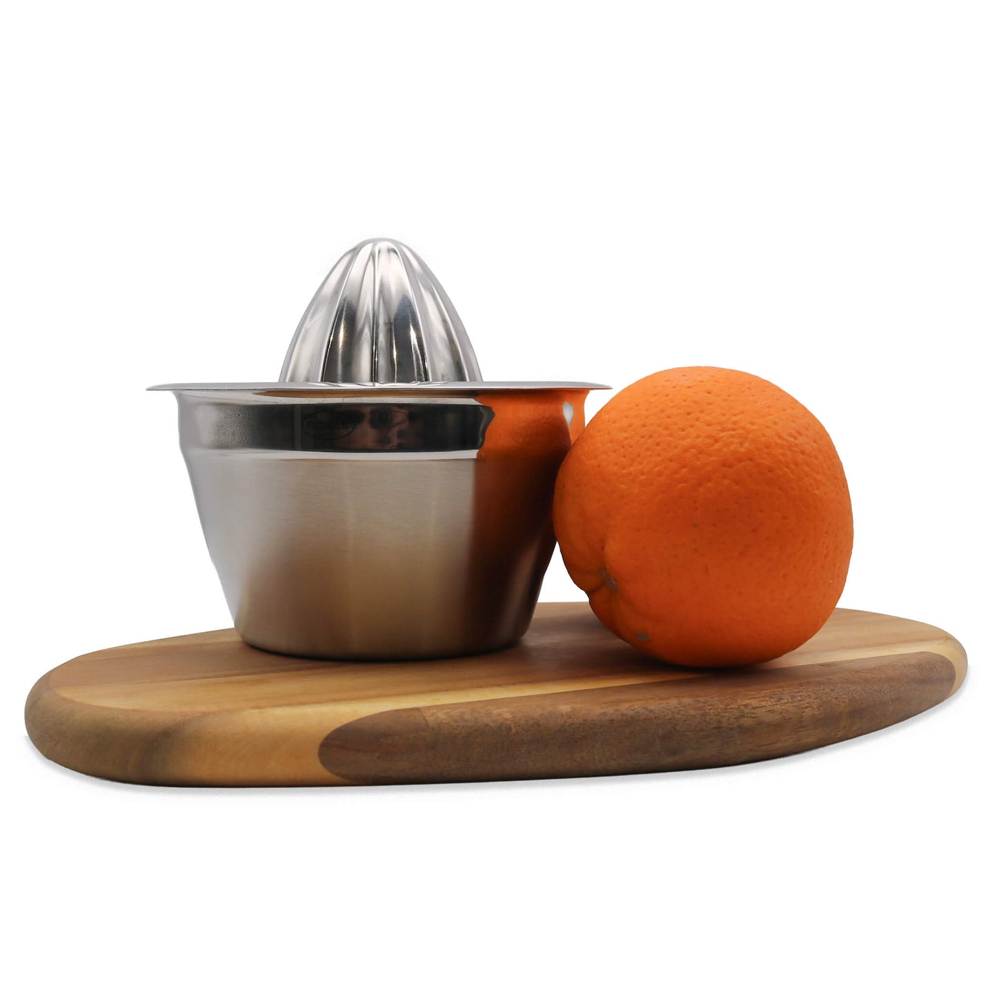 citrus press stainless steel with orange