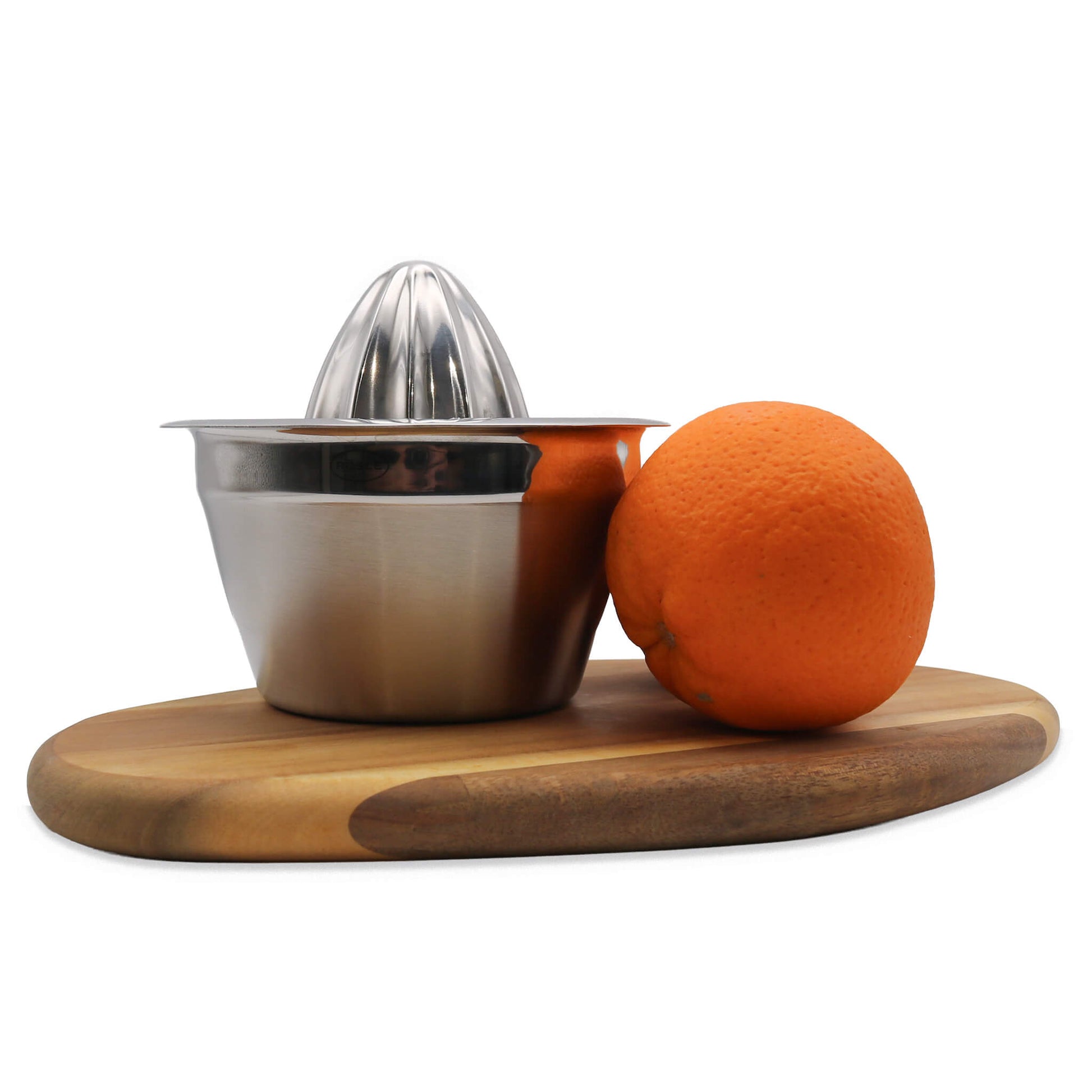 citrus press stainless steel with orange