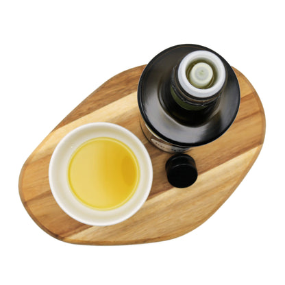 olive oil and bowl of oil from above