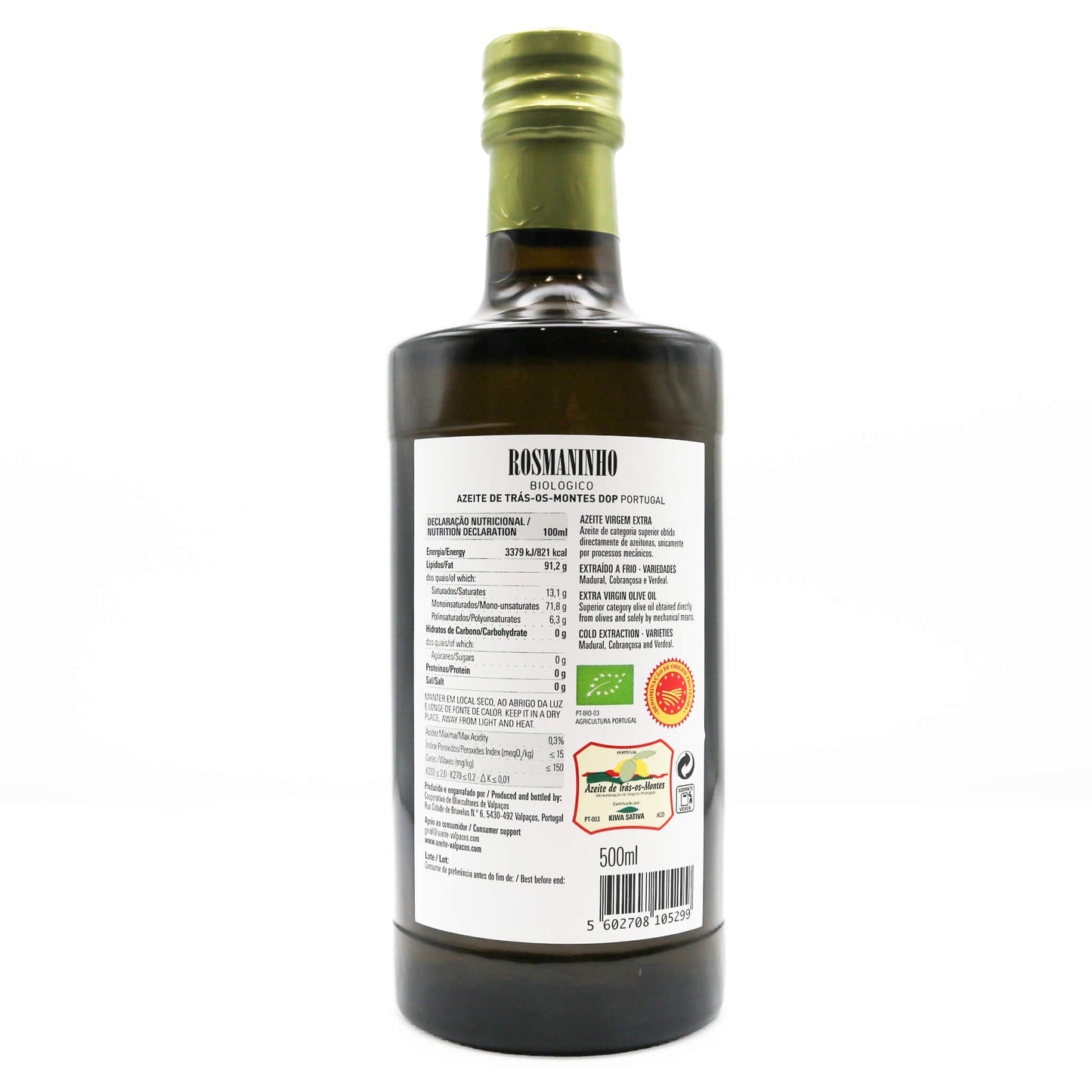 olive oil back of bottle